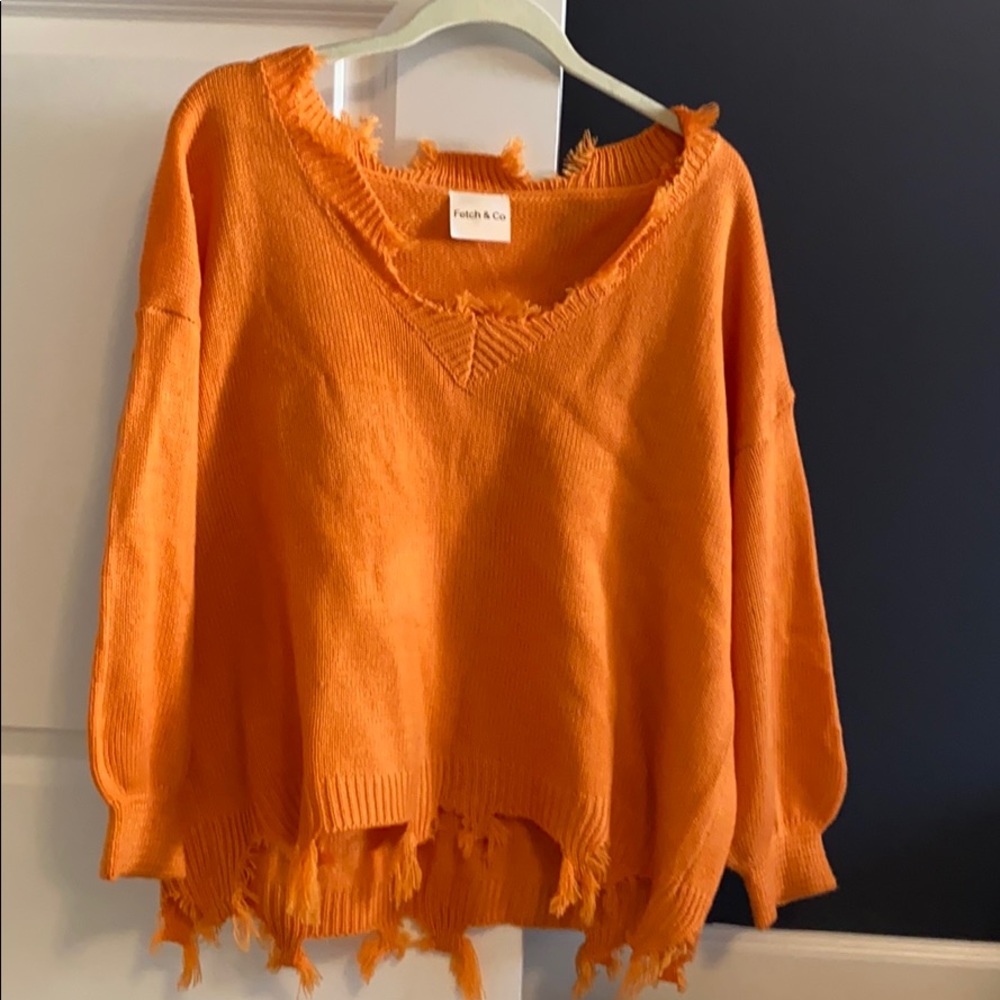 Fringe Sweater in Clementine Orange